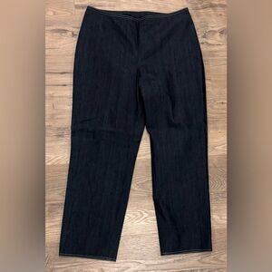 St. John Chambray Cropped Pants Size 8 Side Zip Denim Casual Luxury